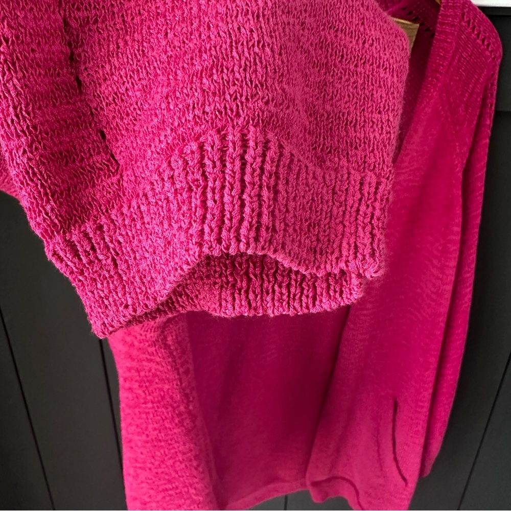 Coldwater Creek‎ Womens 2X 20-22 Deep Pink Open Front Knit Cardigan Sweater - Picture 5 of 11